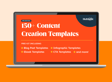 Laptop displaying a bright orange promotional graphic for a free resource featuring over 150 content creation templates, including blog post, ebook, and infographic templates.