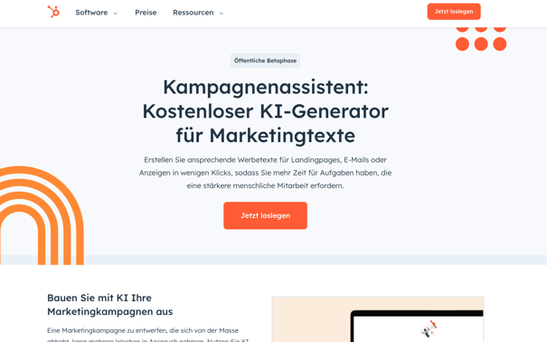 Screenshot KI-Tool Kampagnenassistant HubSpot